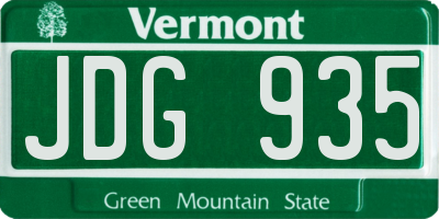 VT license plate JDG935