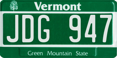 VT license plate JDG947