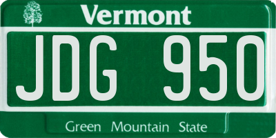VT license plate JDG950