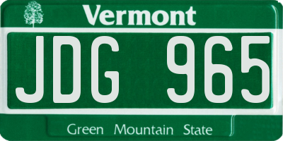VT license plate JDG965