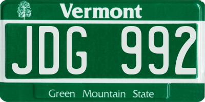 VT license plate JDG992