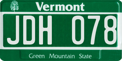 VT license plate JDH078