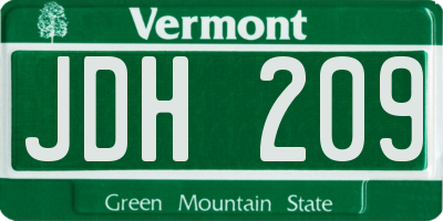 VT license plate JDH209