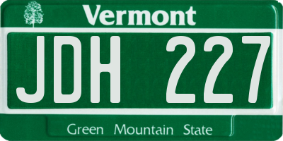 VT license plate JDH227