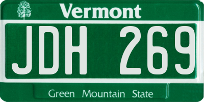 VT license plate JDH269