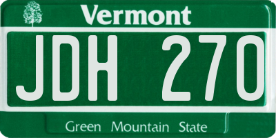 VT license plate JDH270