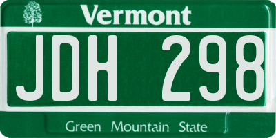 VT license plate JDH298