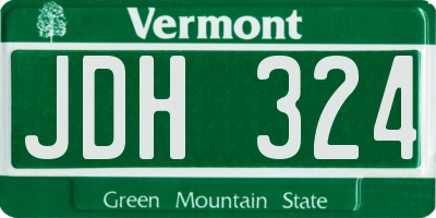 VT license plate JDH324