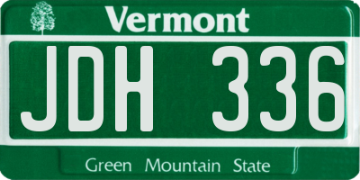 VT license plate JDH336