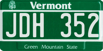VT license plate JDH352