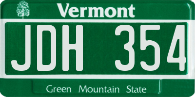 VT license plate JDH354