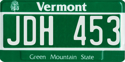 VT license plate JDH453