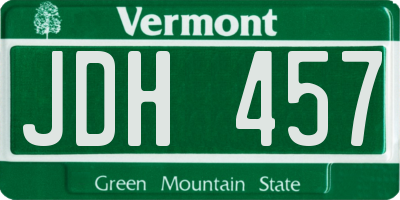 VT license plate JDH457