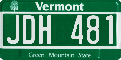 VT license plate JDH481