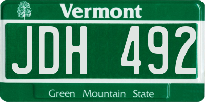 VT license plate JDH492