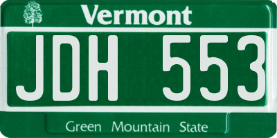 VT license plate JDH553