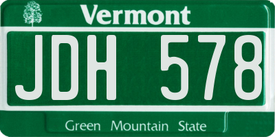 VT license plate JDH578