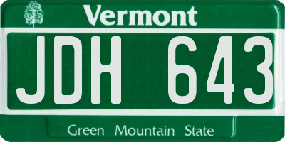 VT license plate JDH643