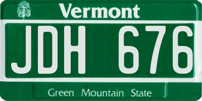 VT license plate JDH676