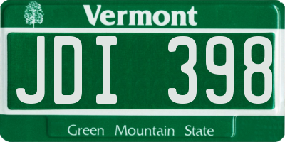 VT license plate JDI398