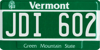 VT license plate JDI602