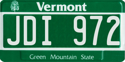 VT license plate JDI972