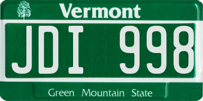 VT license plate JDI998
