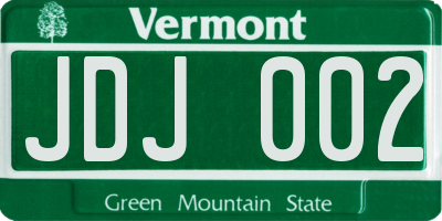 VT license plate JDJ002