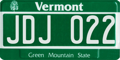 VT license plate JDJ022