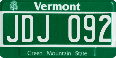 VT license plate JDJ092