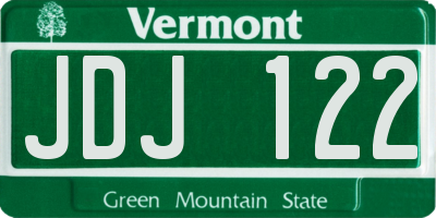 VT license plate JDJ122