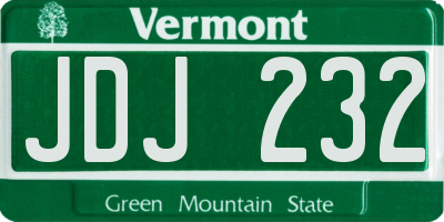 VT license plate JDJ232