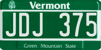 VT license plate JDJ375