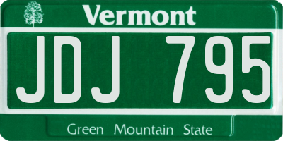 VT license plate JDJ795