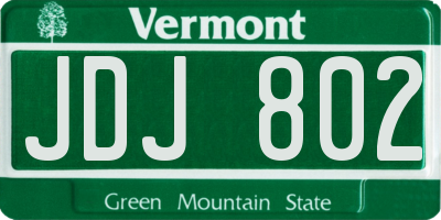 VT license plate JDJ802