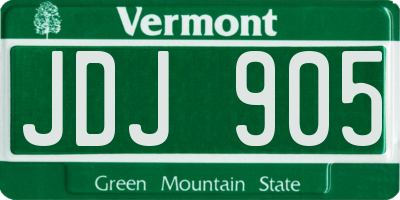 VT license plate JDJ905