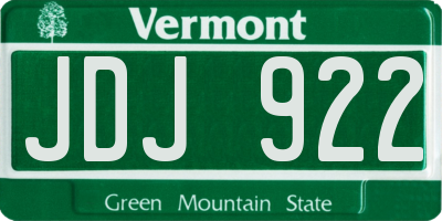 VT license plate JDJ922