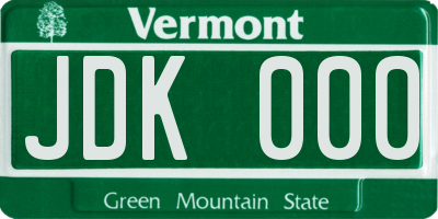 VT license plate JDK000