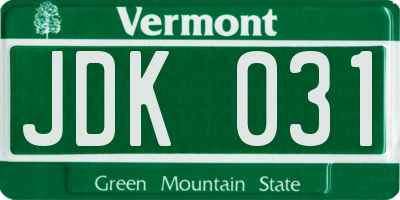 VT license plate JDK031