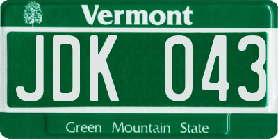 VT license plate JDK043