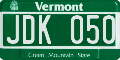 VT license plate JDK050