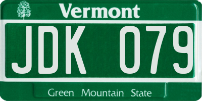 VT license plate JDK079