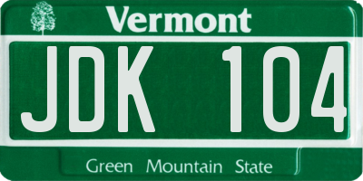 VT license plate JDK104