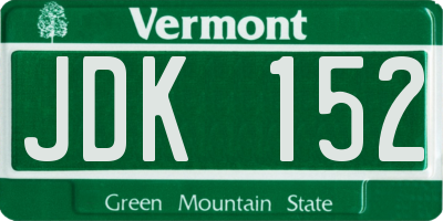 VT license plate JDK152
