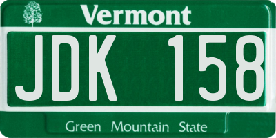 VT license plate JDK158