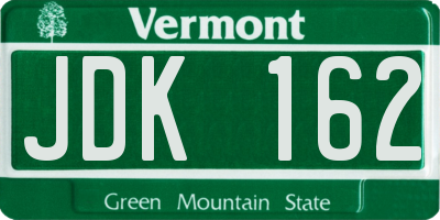 VT license plate JDK162