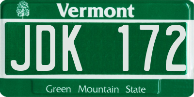 VT license plate JDK172