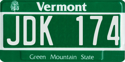 VT license plate JDK174