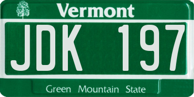 VT license plate JDK197
