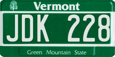 VT license plate JDK228